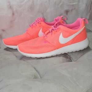 Neon Coral Nike Roshes Big Girl youth size 6
